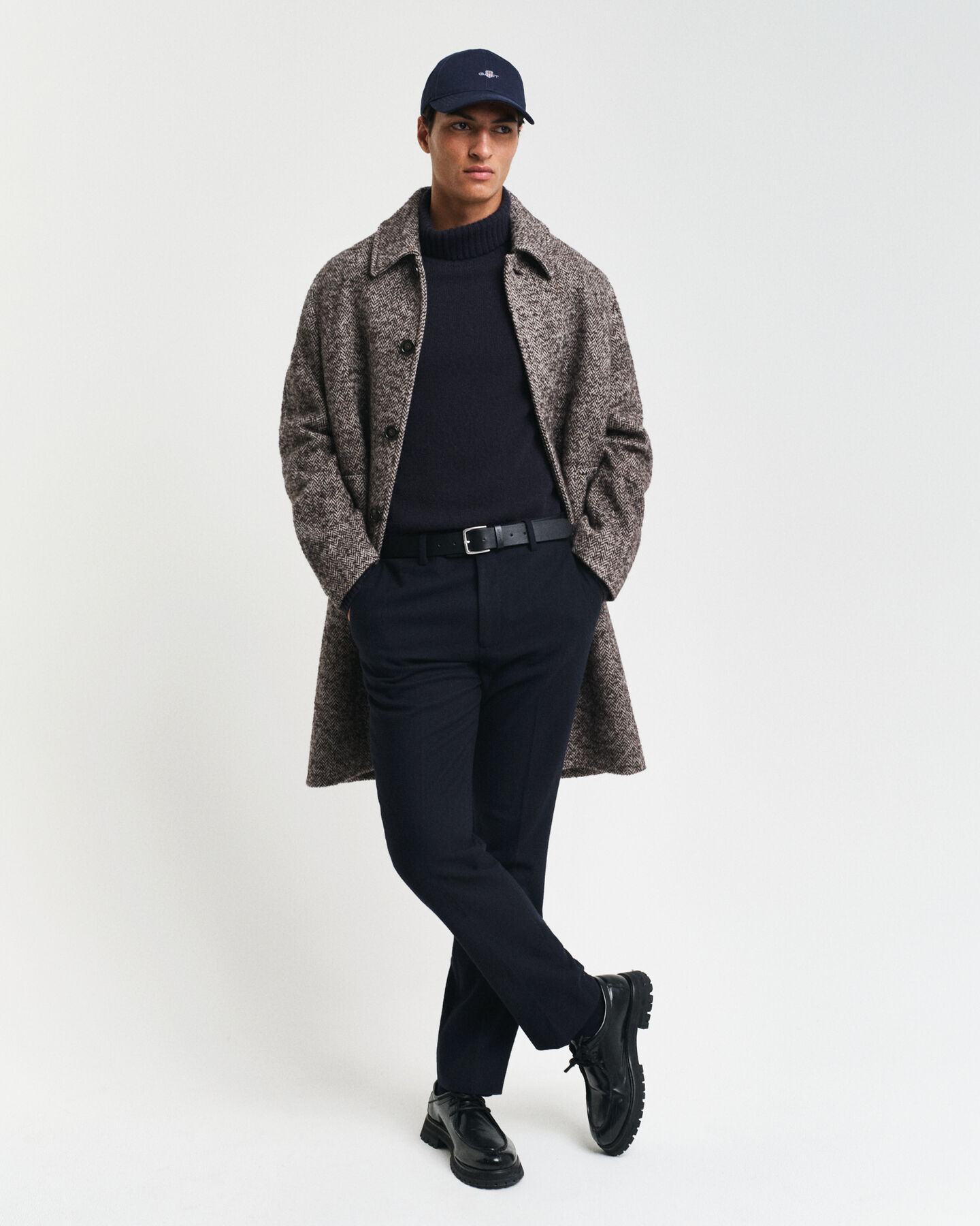 Pantaloni da abito con motivo a spina di pesce slim fit