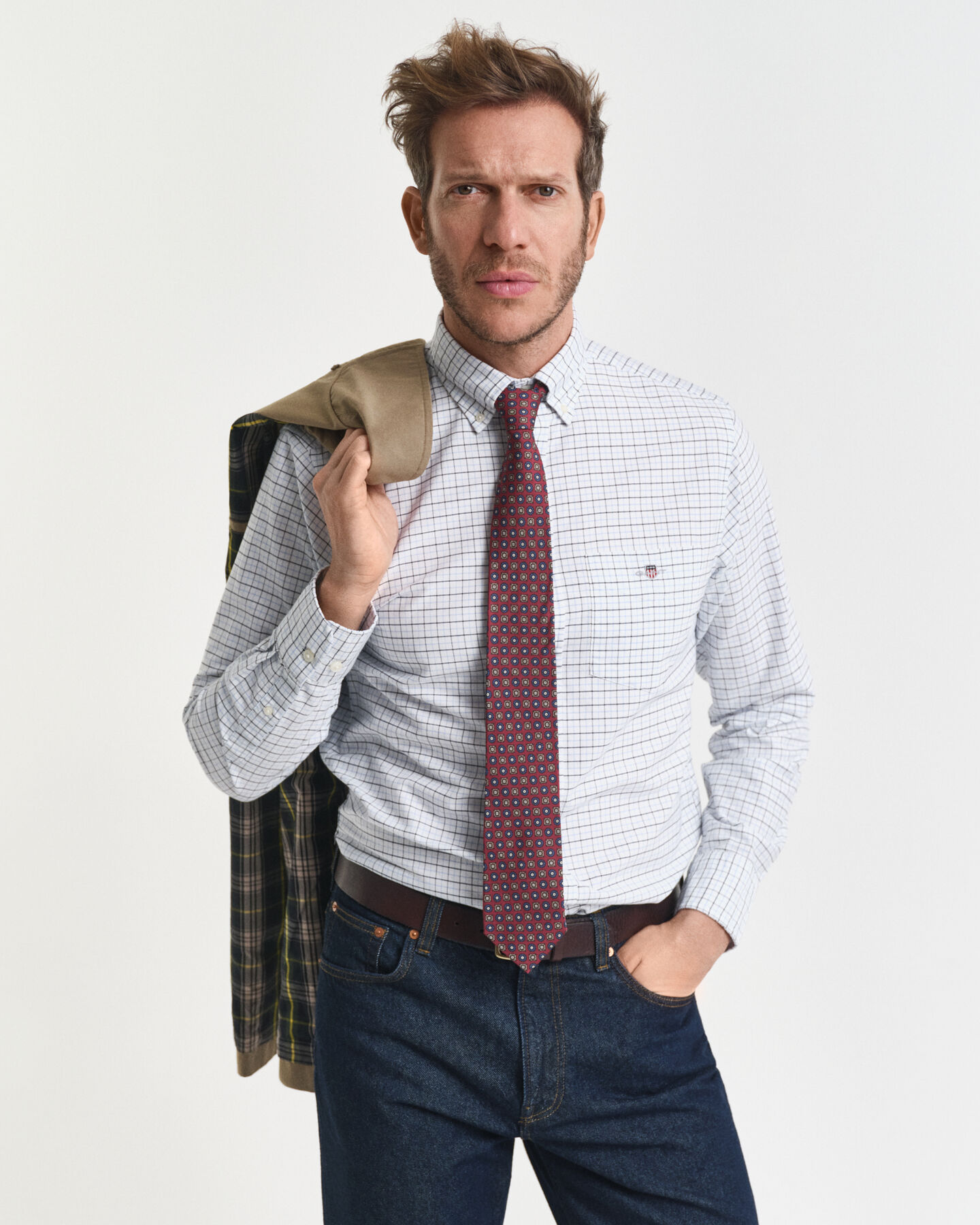Camicia Oxford tattersall classica regular fit