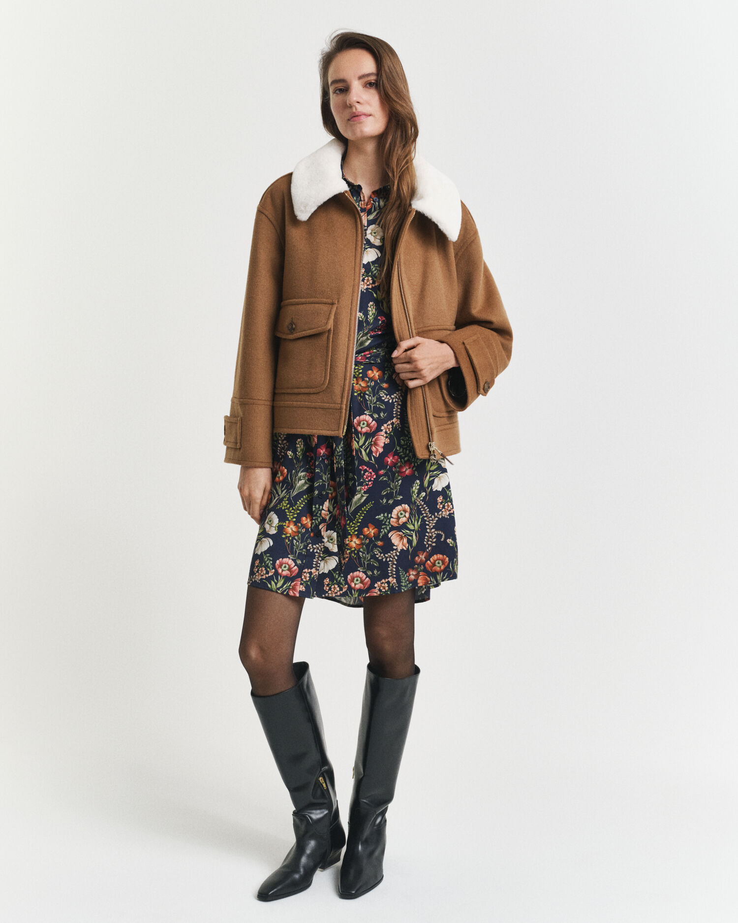 Abito chemisier in viscosa con stampa Floral Print