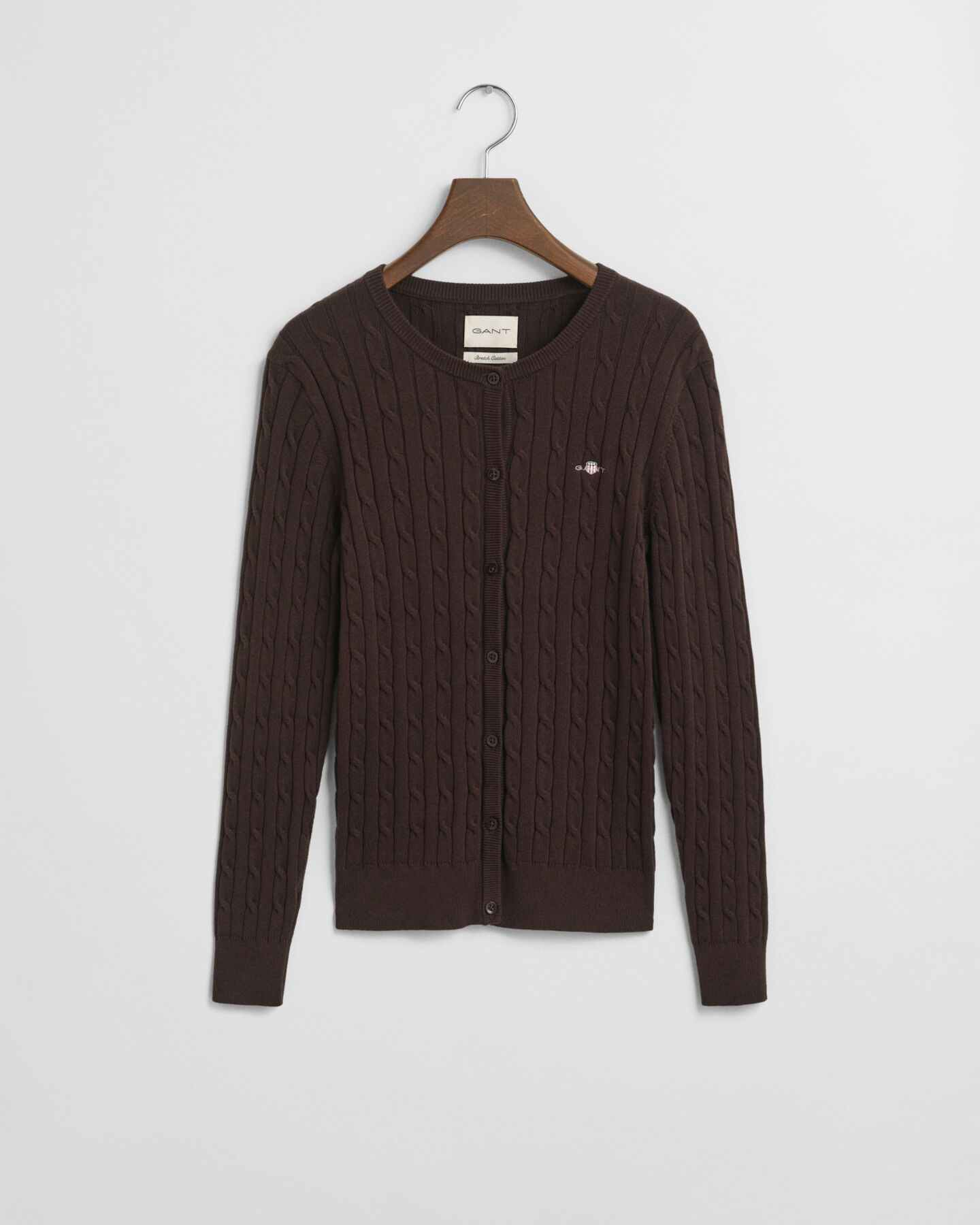 Cardigan in maglia di cotone elasticizzato a trecce