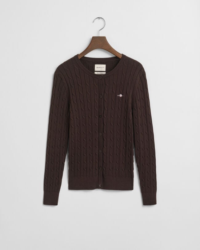 Cardigan in maglia di cotone elasticizzato a trecce