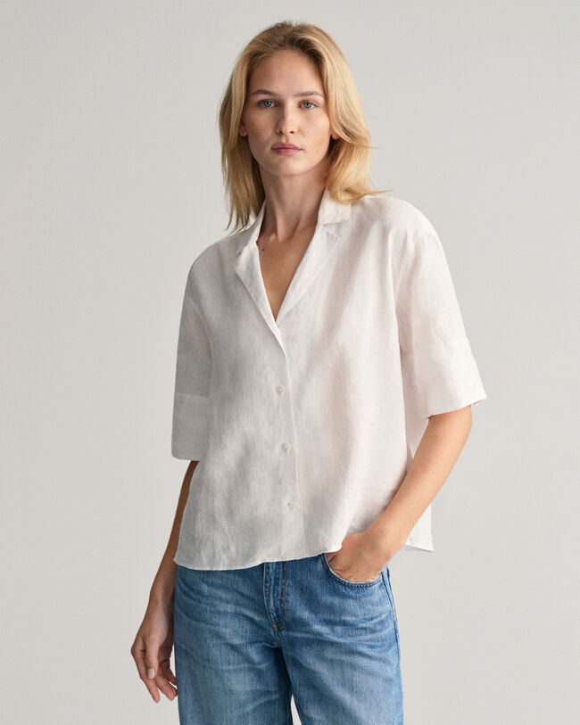 Camicia di lino a maniche corte relaxed fit