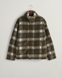 Giacca in pile a quadri con zip