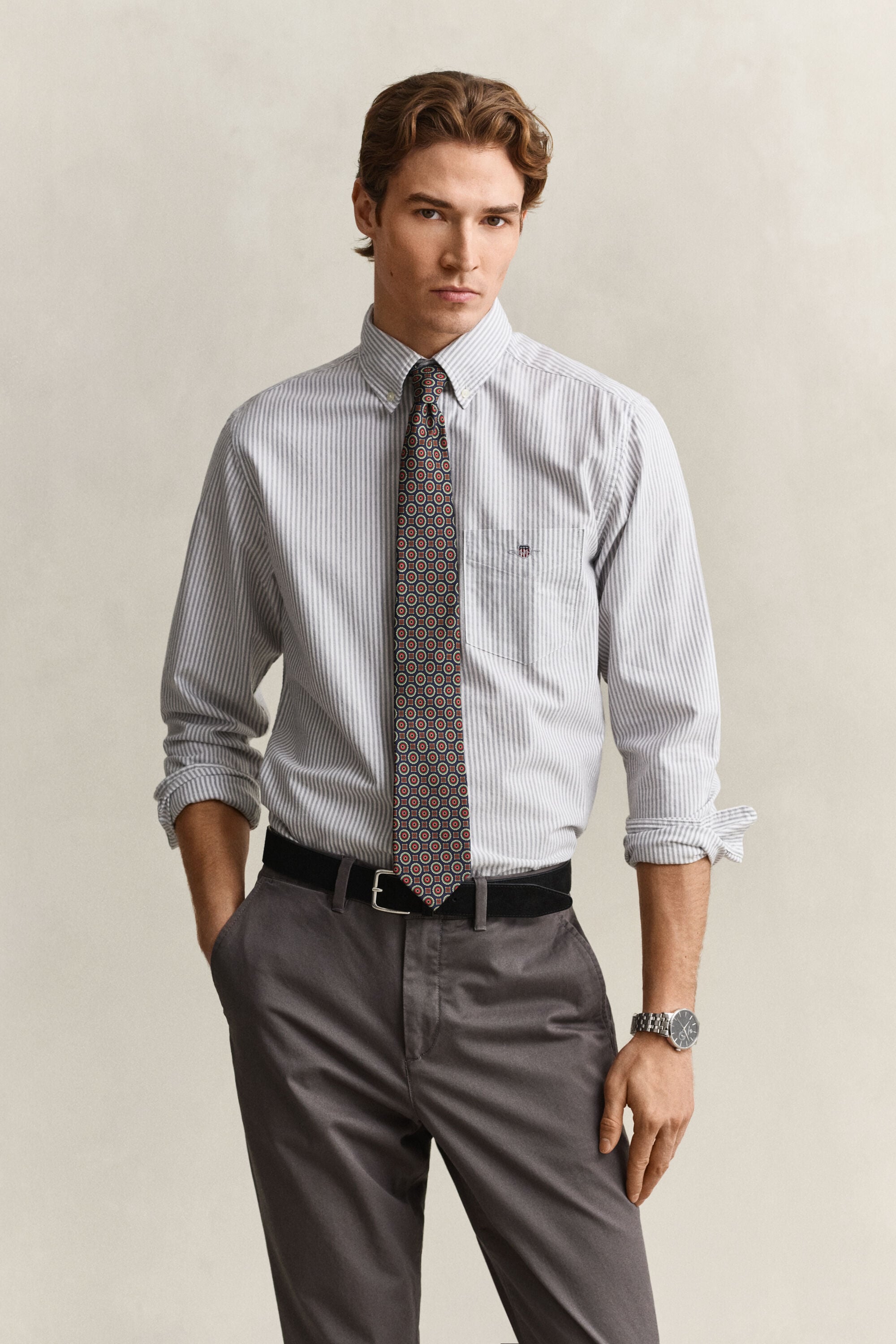 Camicia Oxford classica a righe Banker