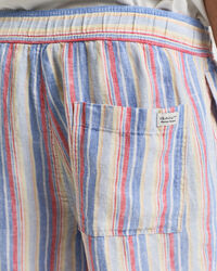 Pantaloncini di lino a righe multicolore regular fit