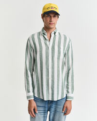 Camicia in misto cotone-lino a righe vistose regular fit