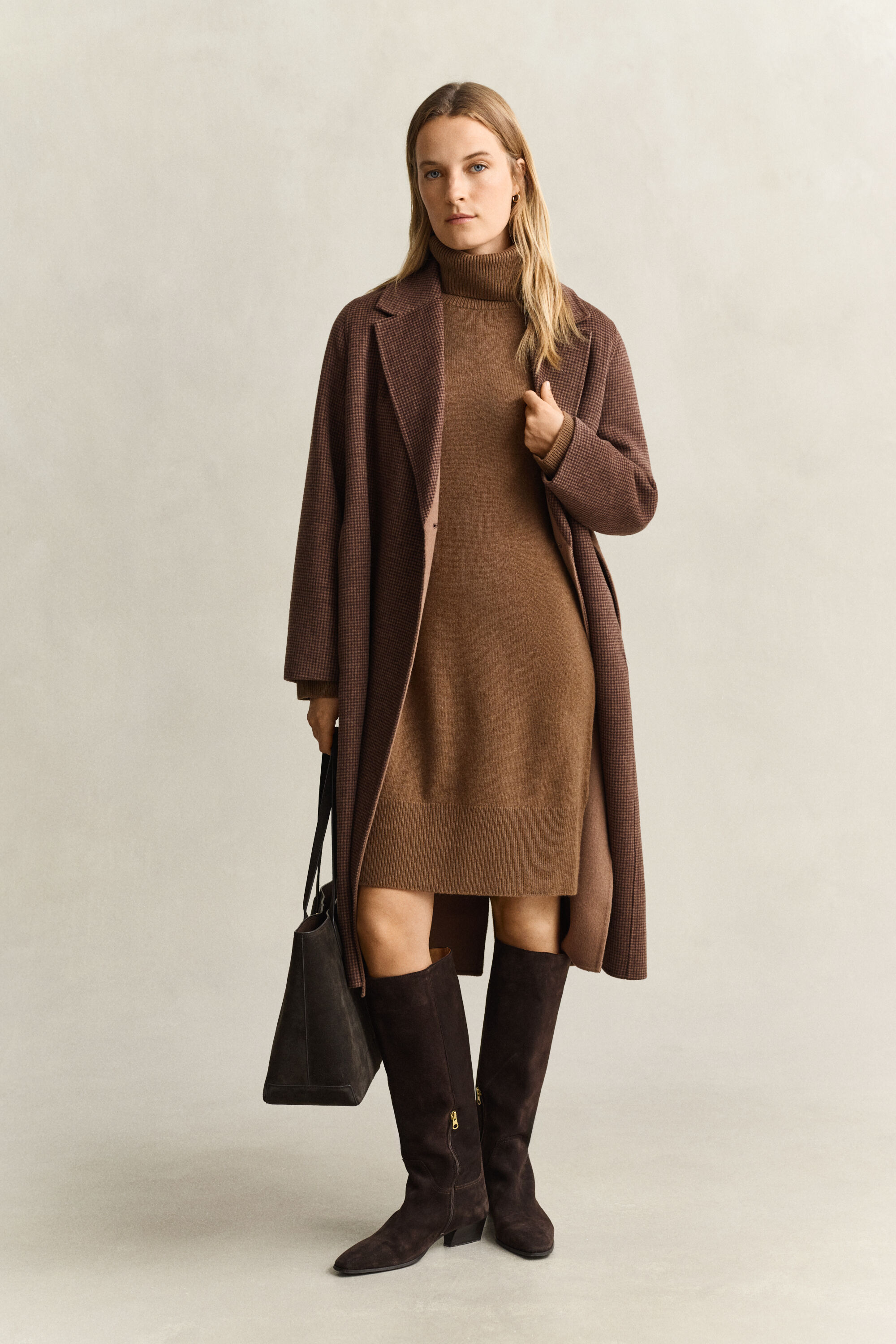 Abito a collo alto in misto lana-cashmere