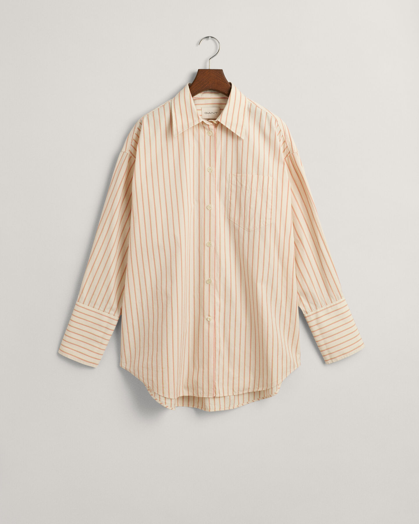 Camicia in popeline a righe e polsini alti oversize