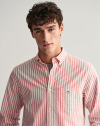 Camicia in misto cotone-lino a righe regular fit