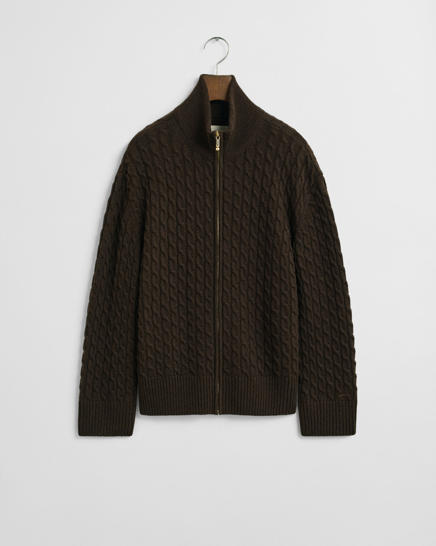 Cardigan con zip lavorato a trecce