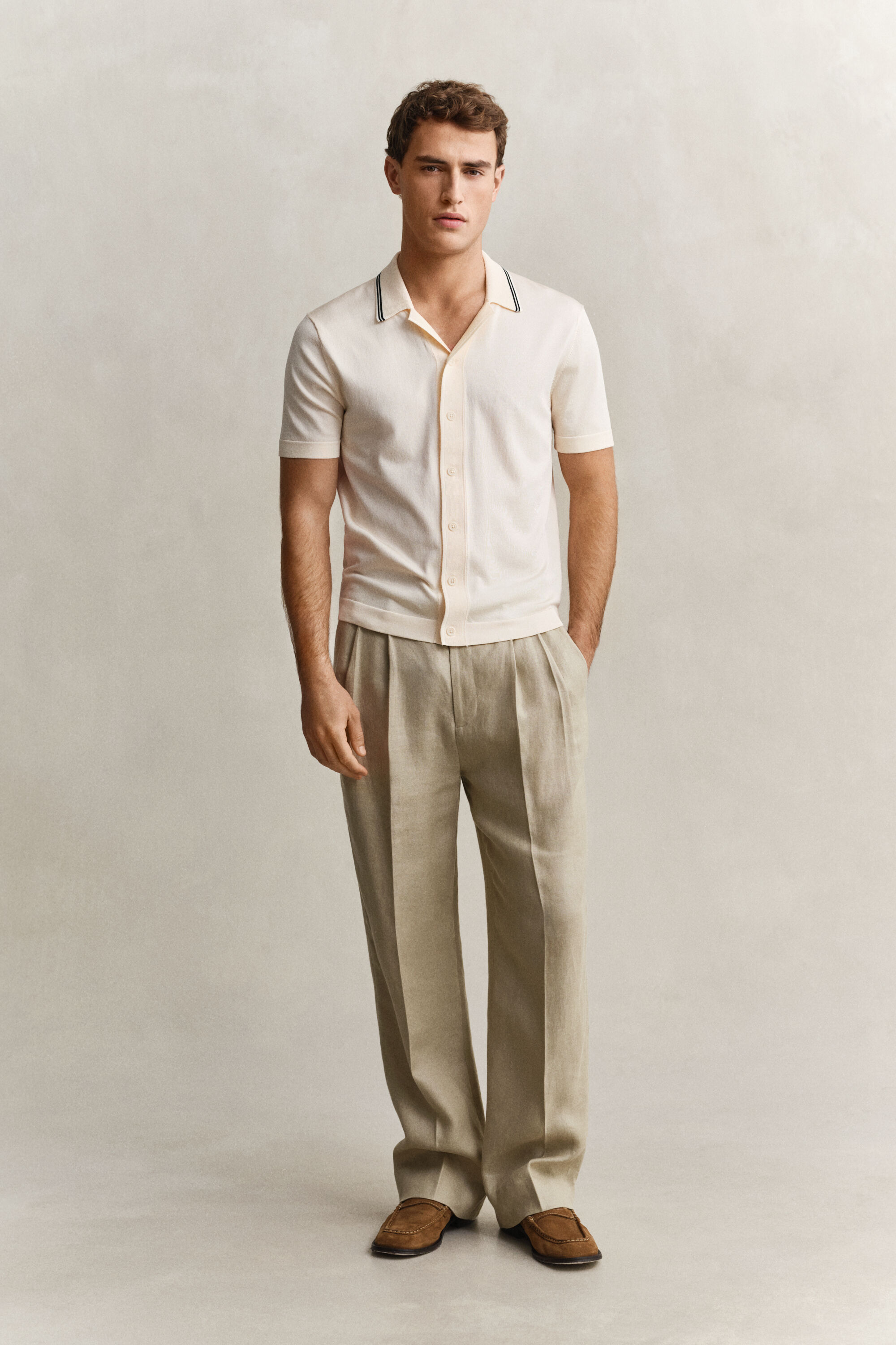 Pantaloni da abito in misto lino