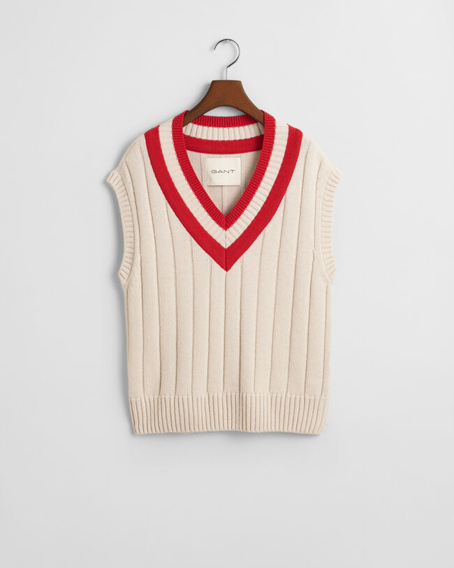 Gilet con scollo a V a contrasto