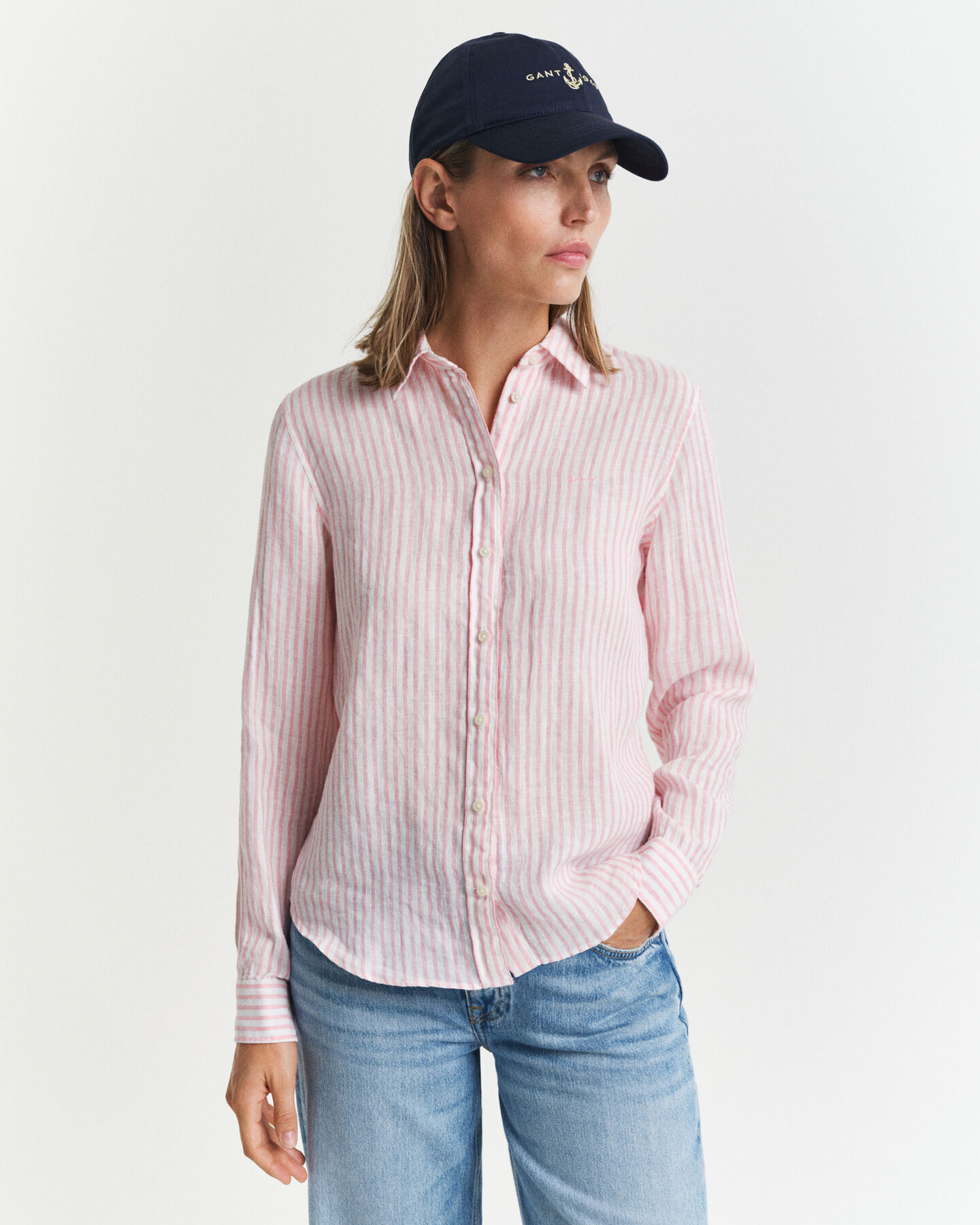 Camicia di lino a righe regular fit