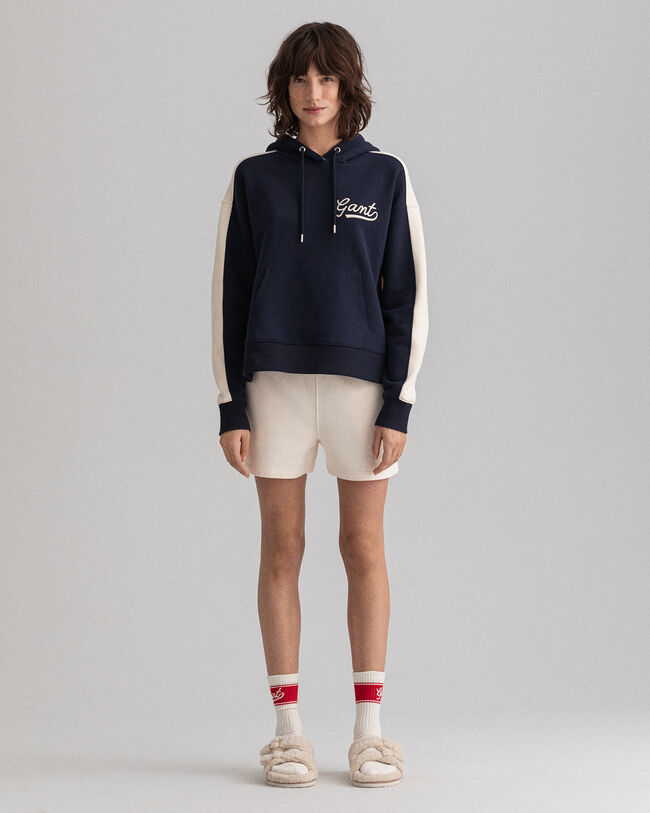 Felpa con cappuccio a blocchi di colore