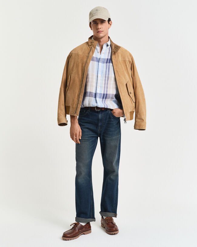 Camicia di lino a quadri madras regular fit