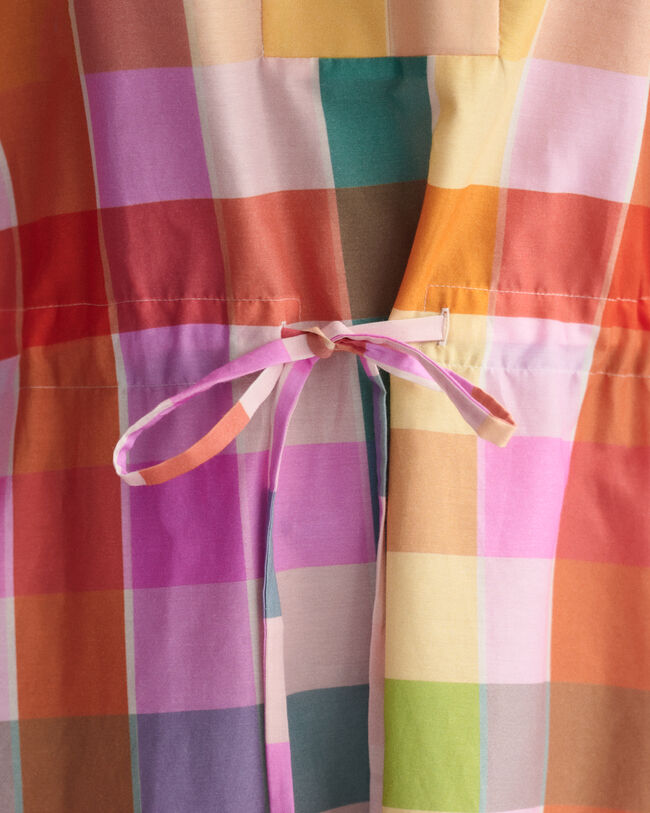 Abito in cotone-seta con mix di quadri