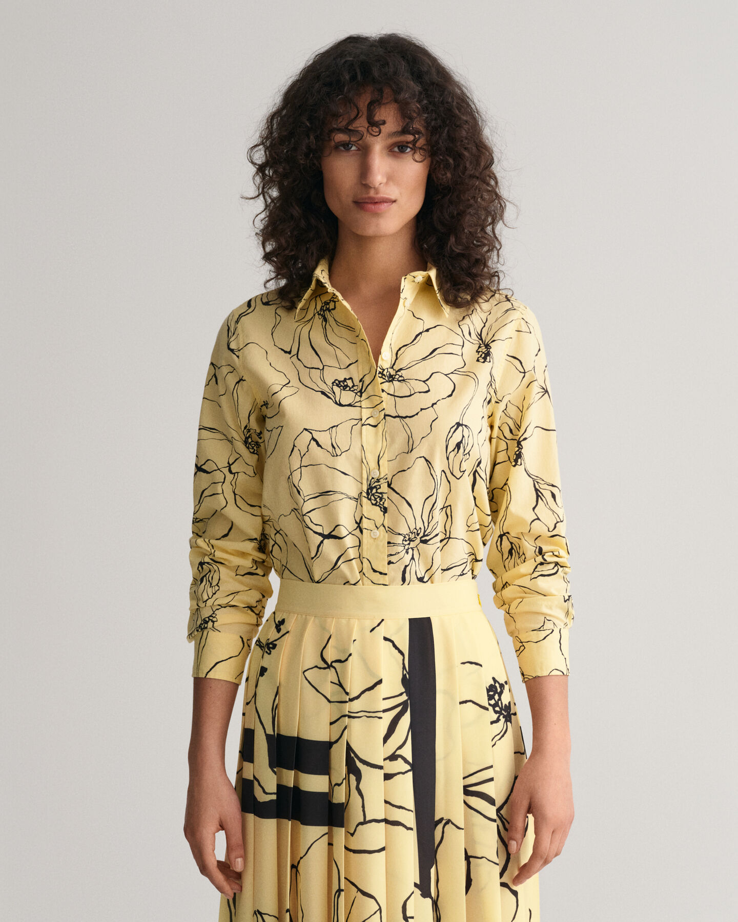 Camicia in voile di cotone Line Drawing regular fit