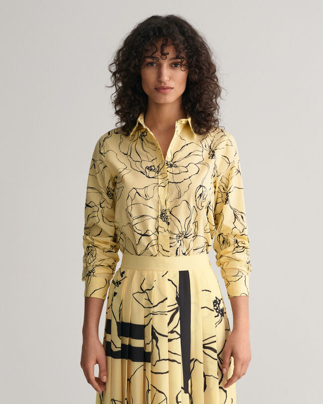 Camicia in voile di cotone Line Drawing regular fit