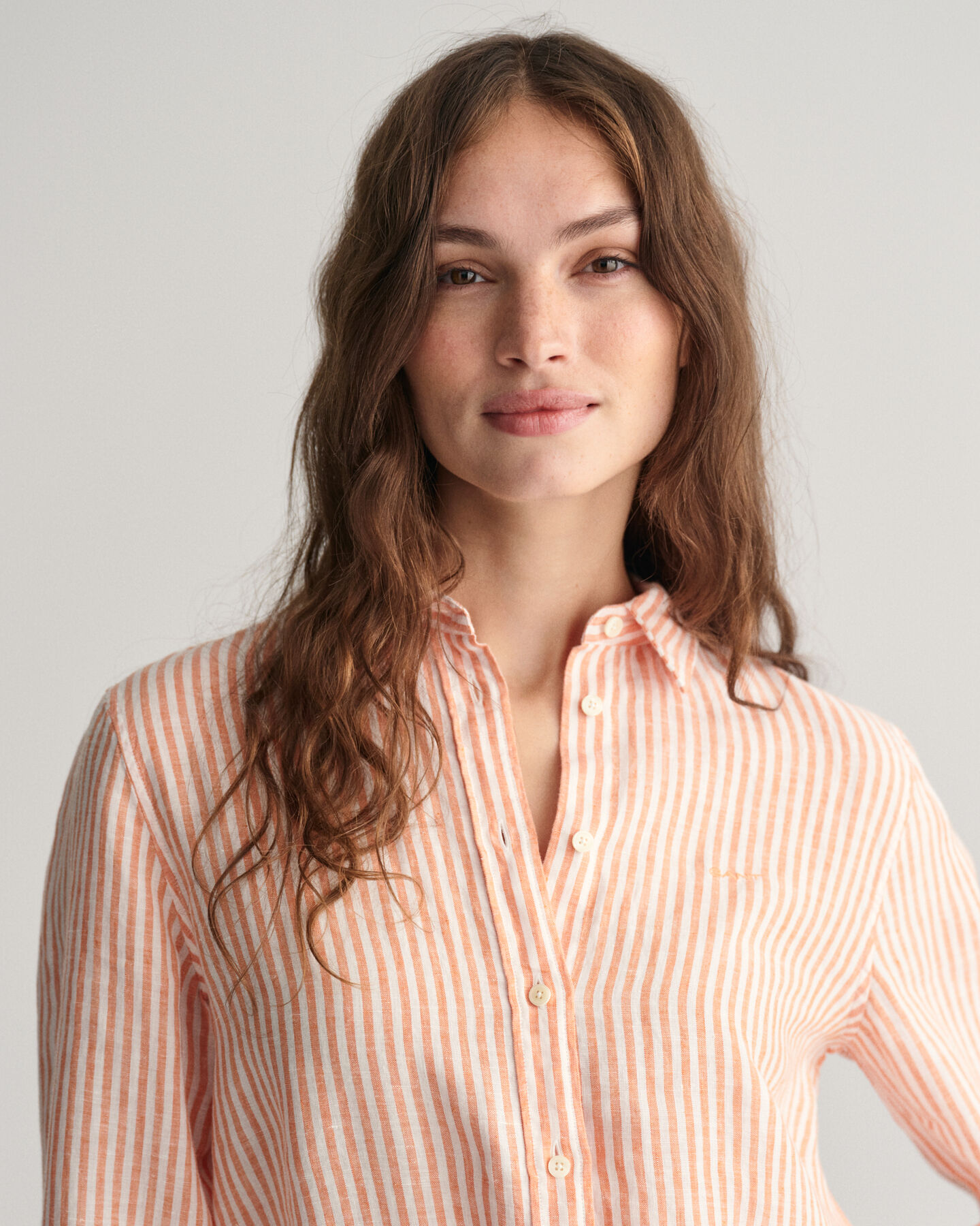 Camicia di lino a righe regular fit