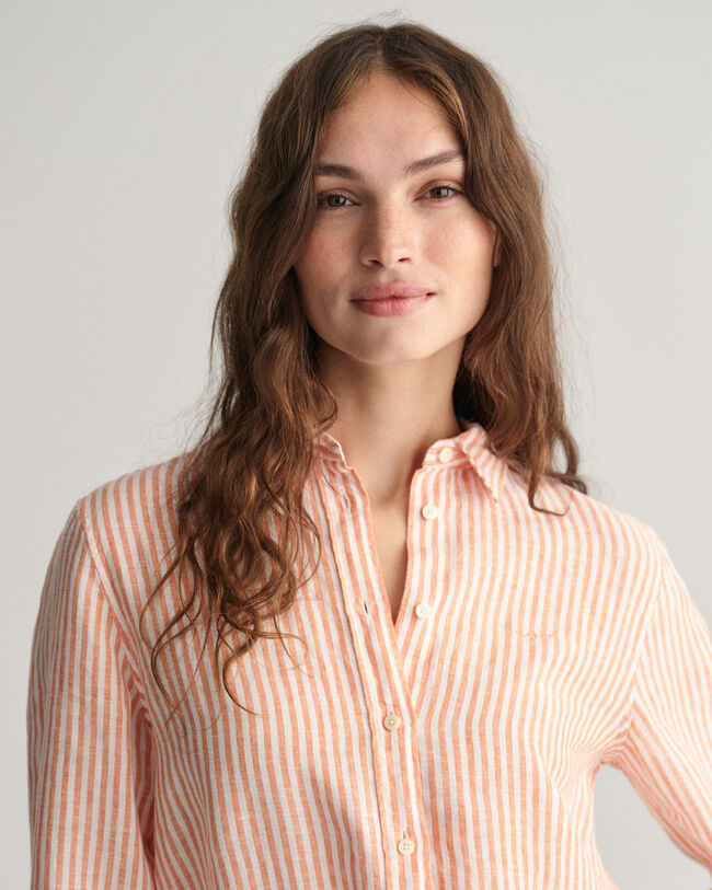 Camicia di lino a righe regular fit