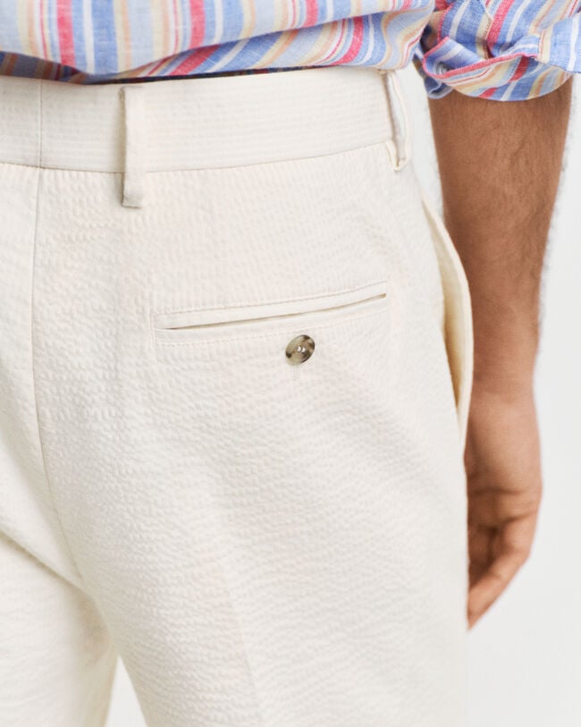 Pantaloni da abito in seersucker affusolati slim fit