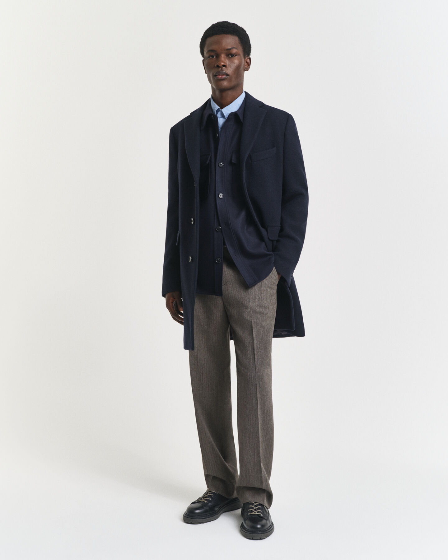 Pantaloni da abito con motivo a spina di pesce