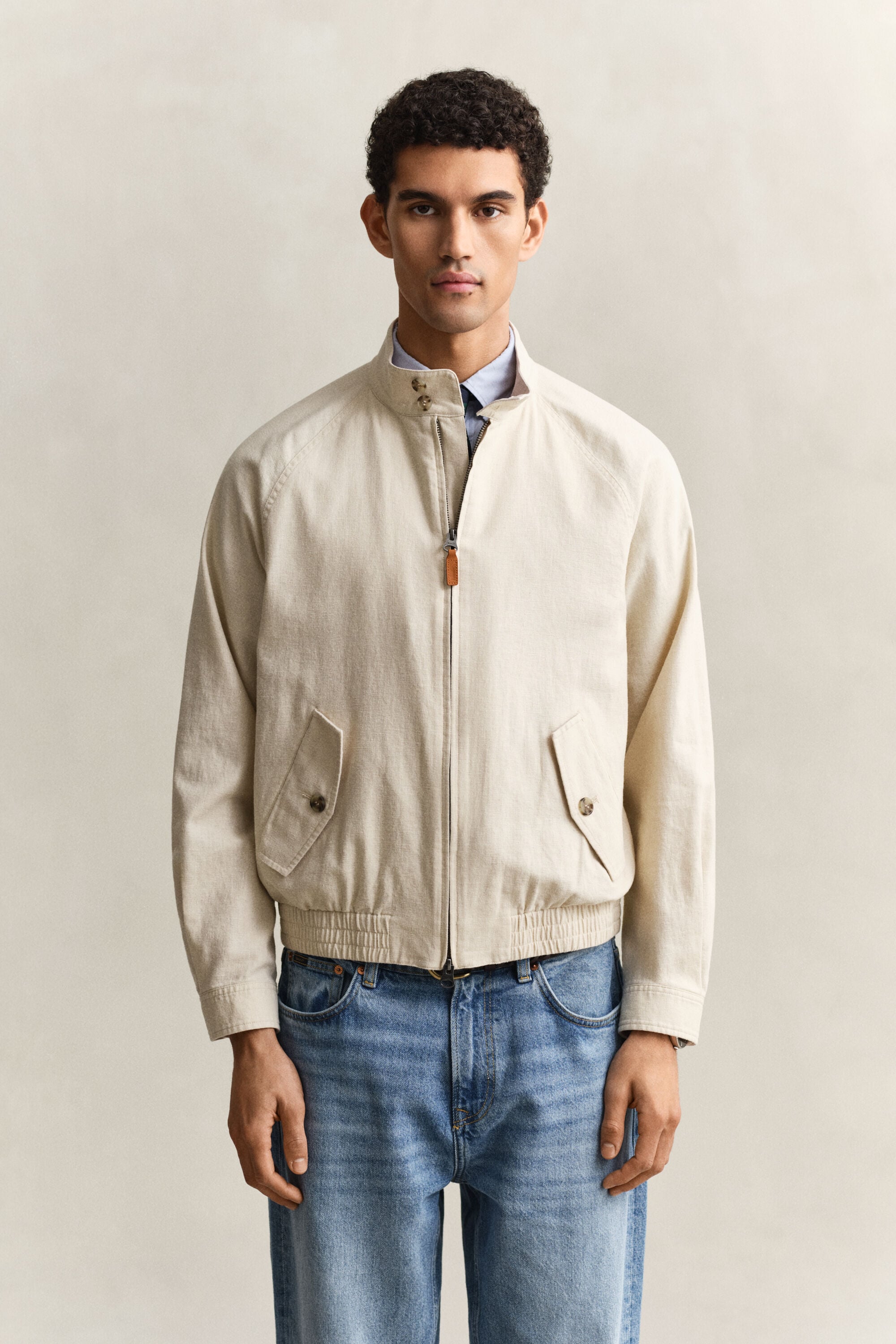 Giacca Harrington in misto lino