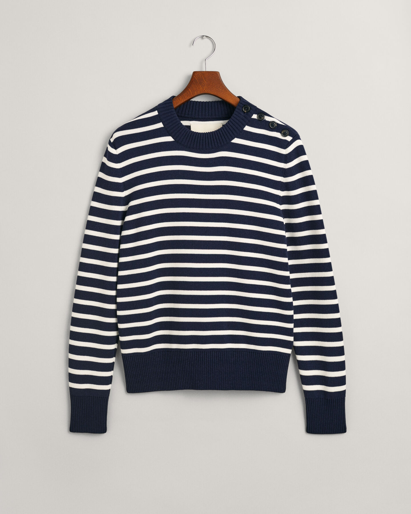 Maglia girocollo a righe Breton in cotone Shiny