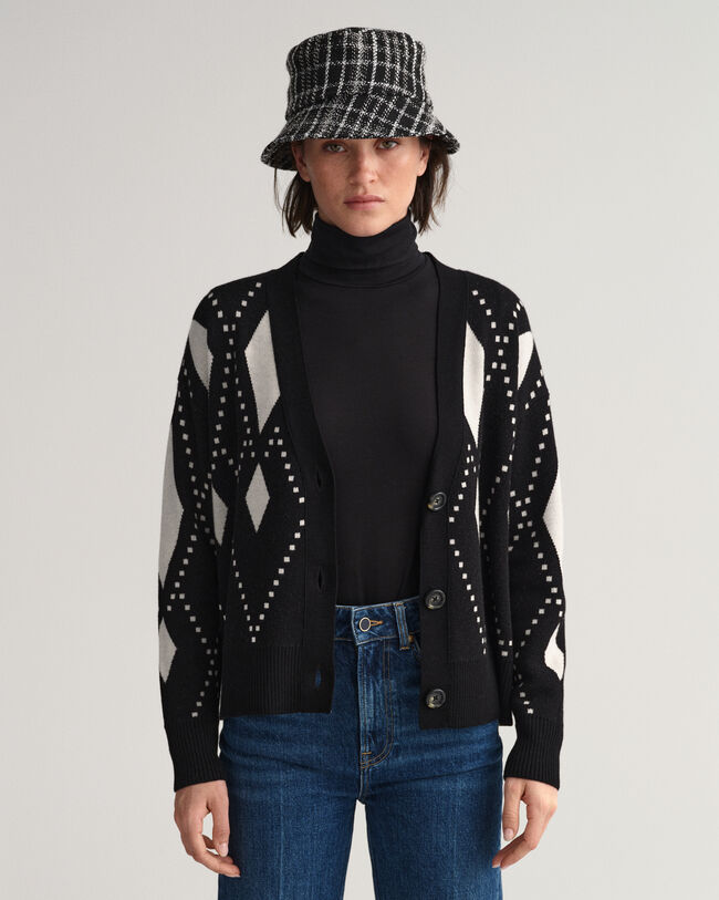 Cardigan Argyle con scollo a V