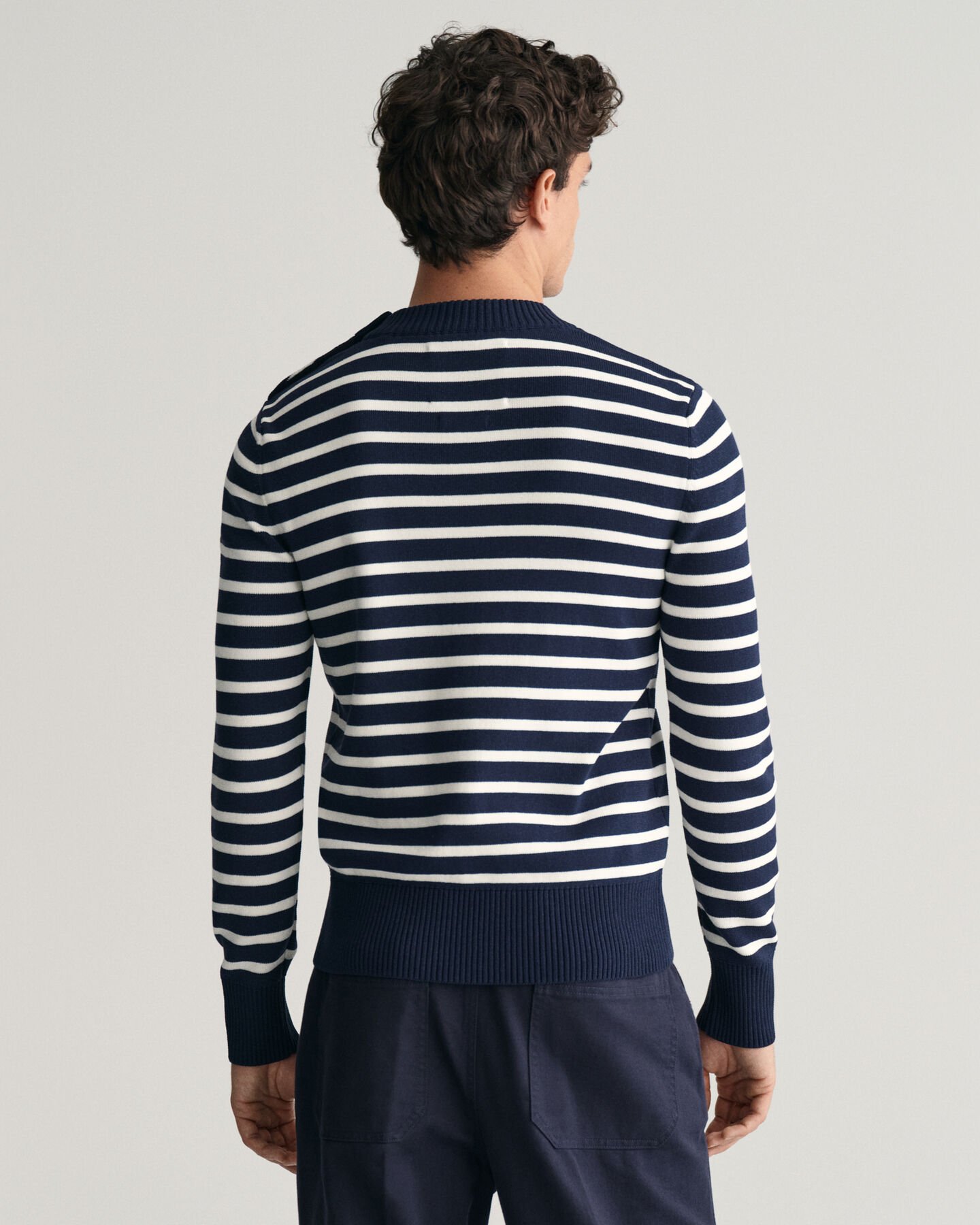 Maglia girocollo a righe Breton in cotone Shiny