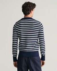 Maglia girocollo a righe Breton in cotone Shiny