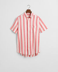 Camicia a maniche corte in misto cotone-lino regular fit