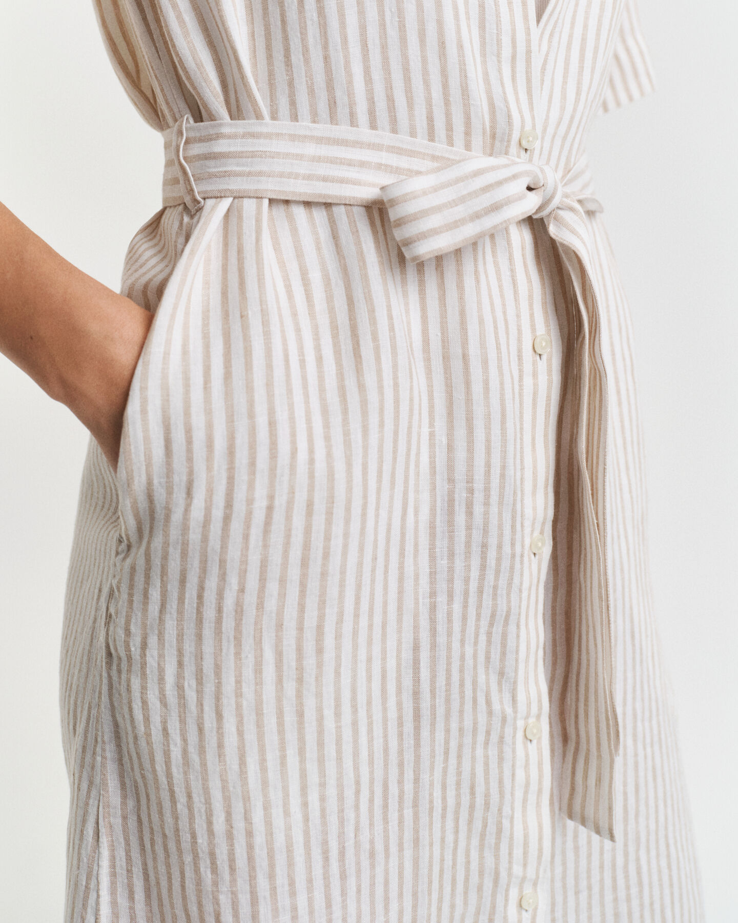 Abito chemisier a righe in lino