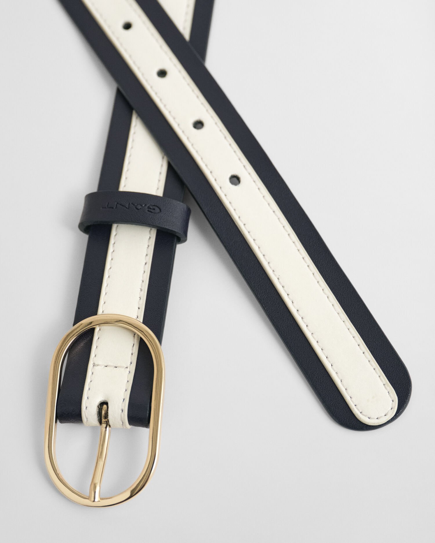 Cintura in pelle a righe