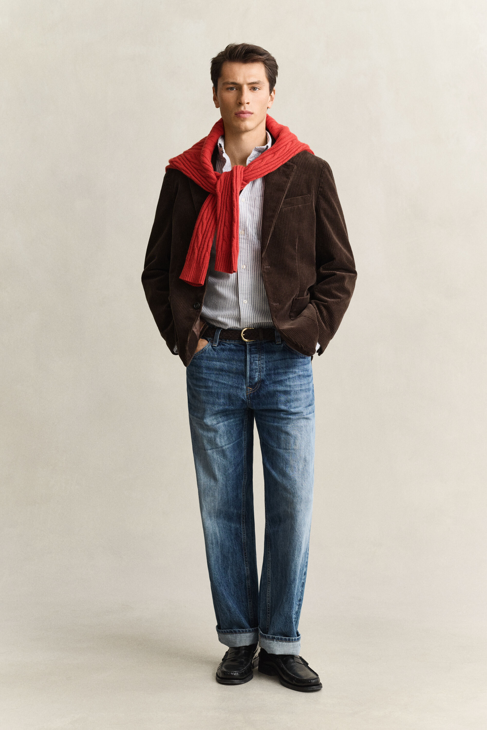 Camicia Oxford spazzolata a righe