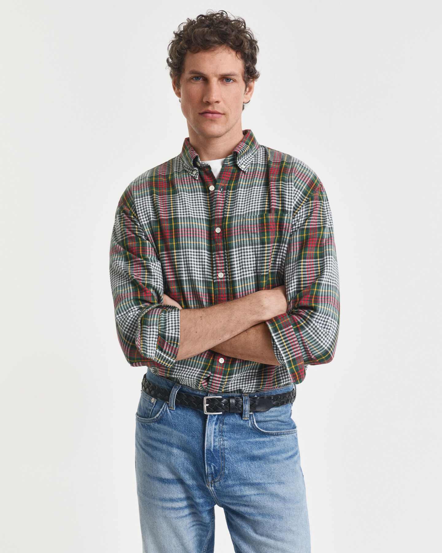 Camicia leggera in twill a quadri relaxed fit