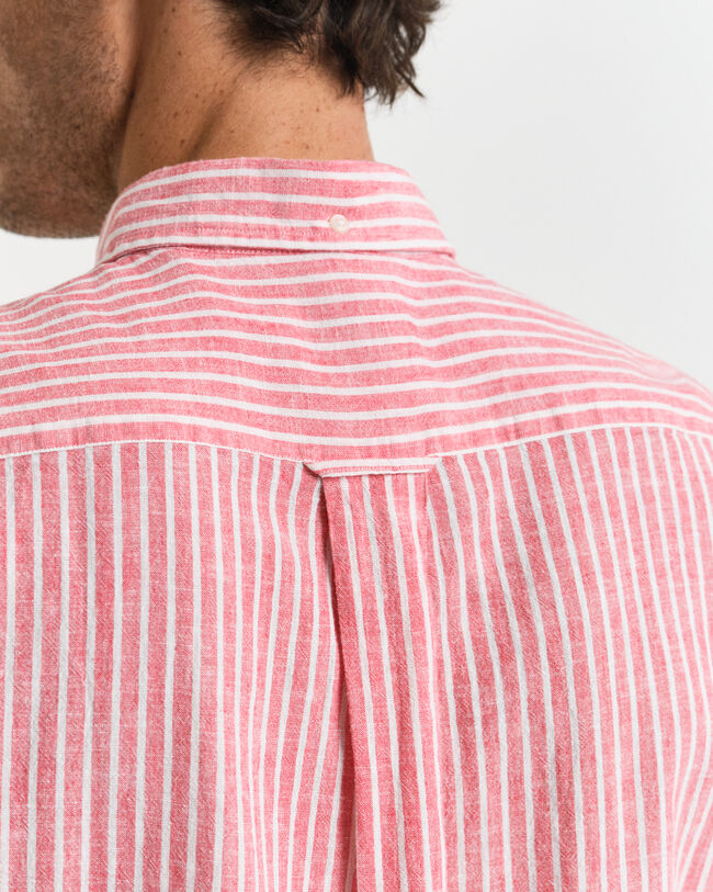 Camicia a maniche corte in misto cotone-lino regular fit