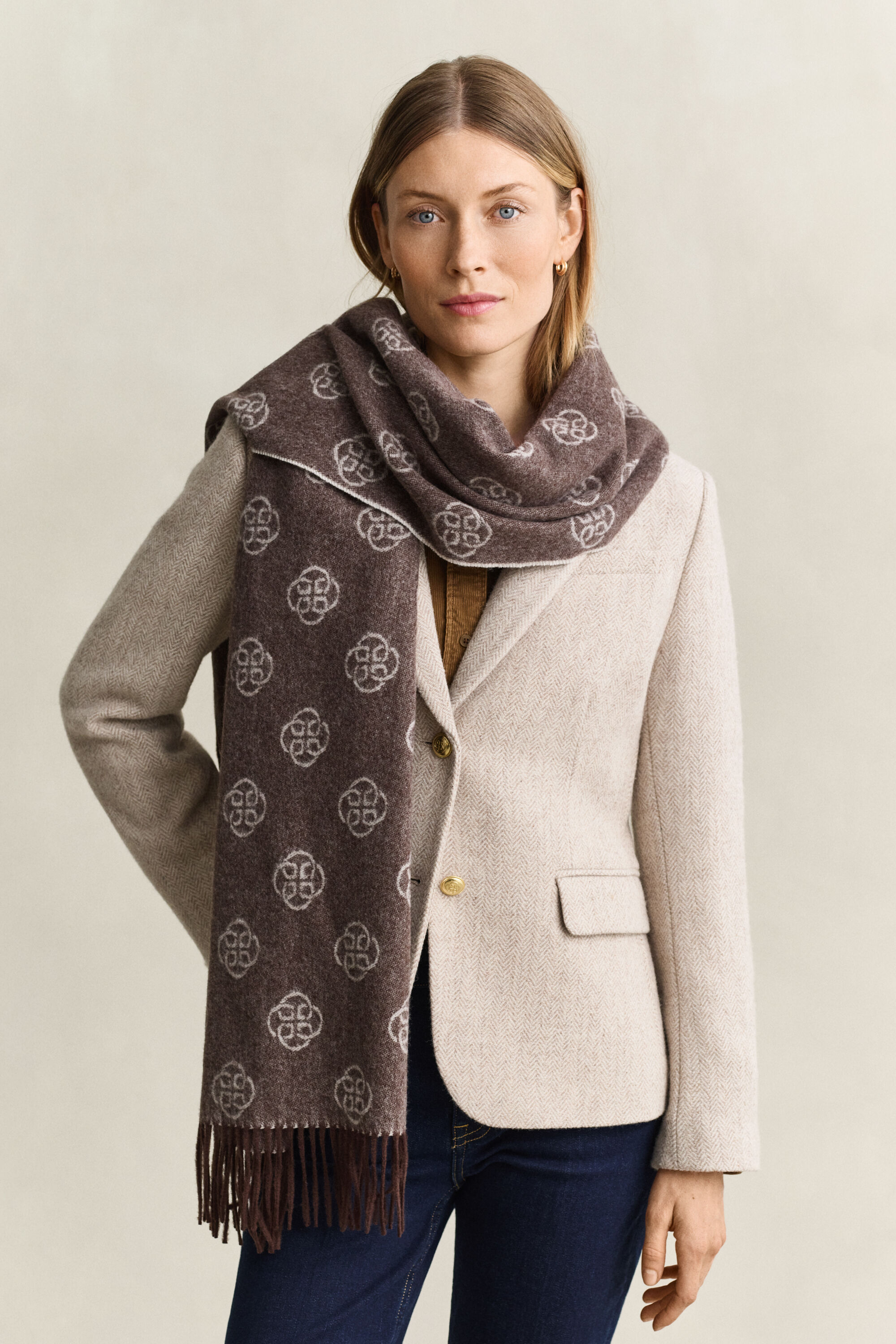 Sciarpa in lana con motivo Monogram
