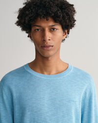 Maglia girocollo in misto cotone-lino