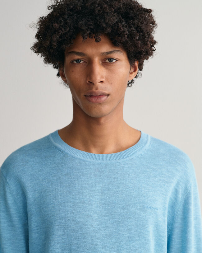 Maglia girocollo in misto cotone-lino