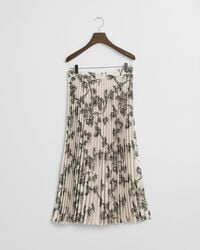 Gonna midi plissettata con stampa di albero