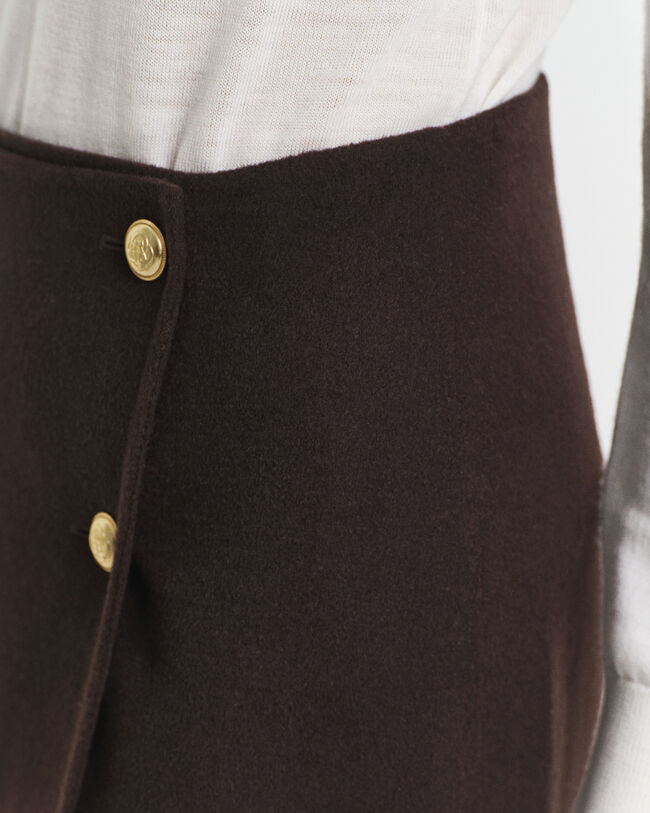 Gonna midi a portafoglio cucita a mano