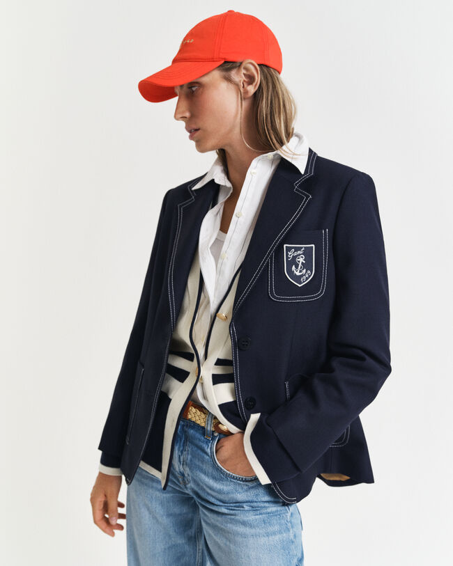 Blazer con ricamo in filo a contrasto