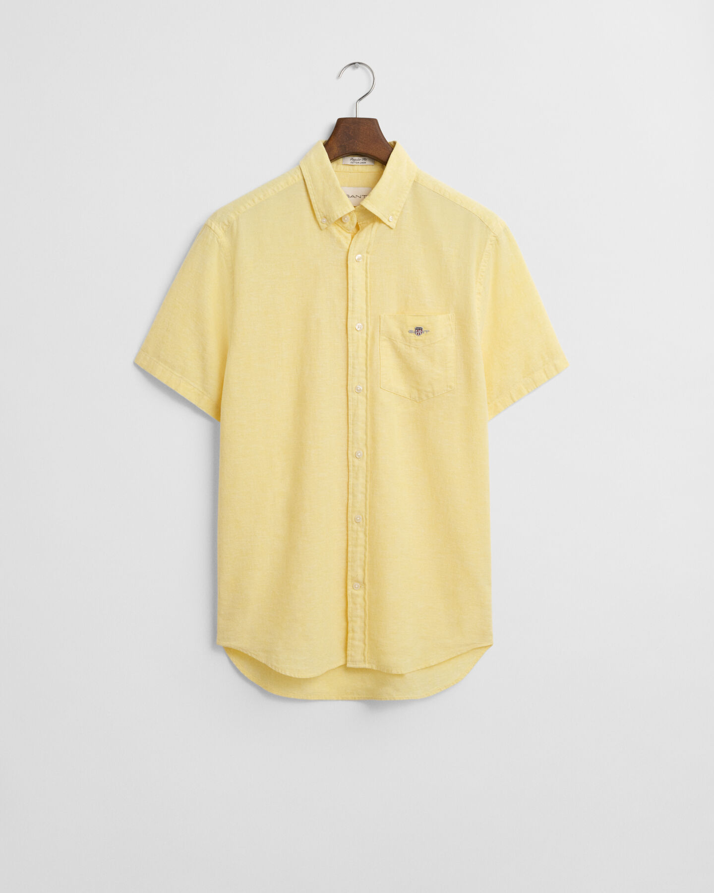 Camicia a maniche corte in misto cotone-lino regular fit