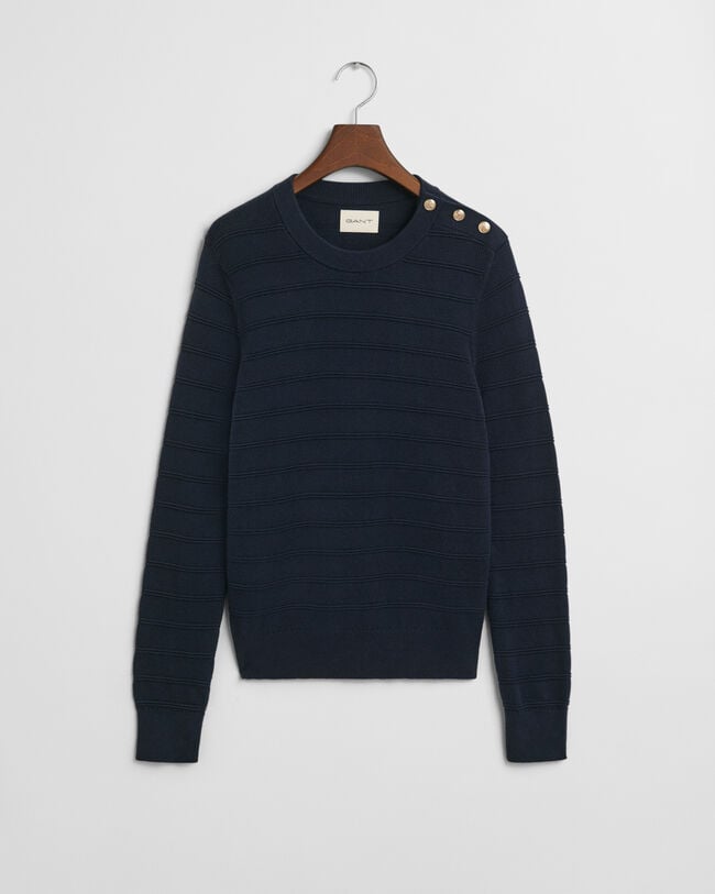 Maglia girocollo in cotone testurizzato