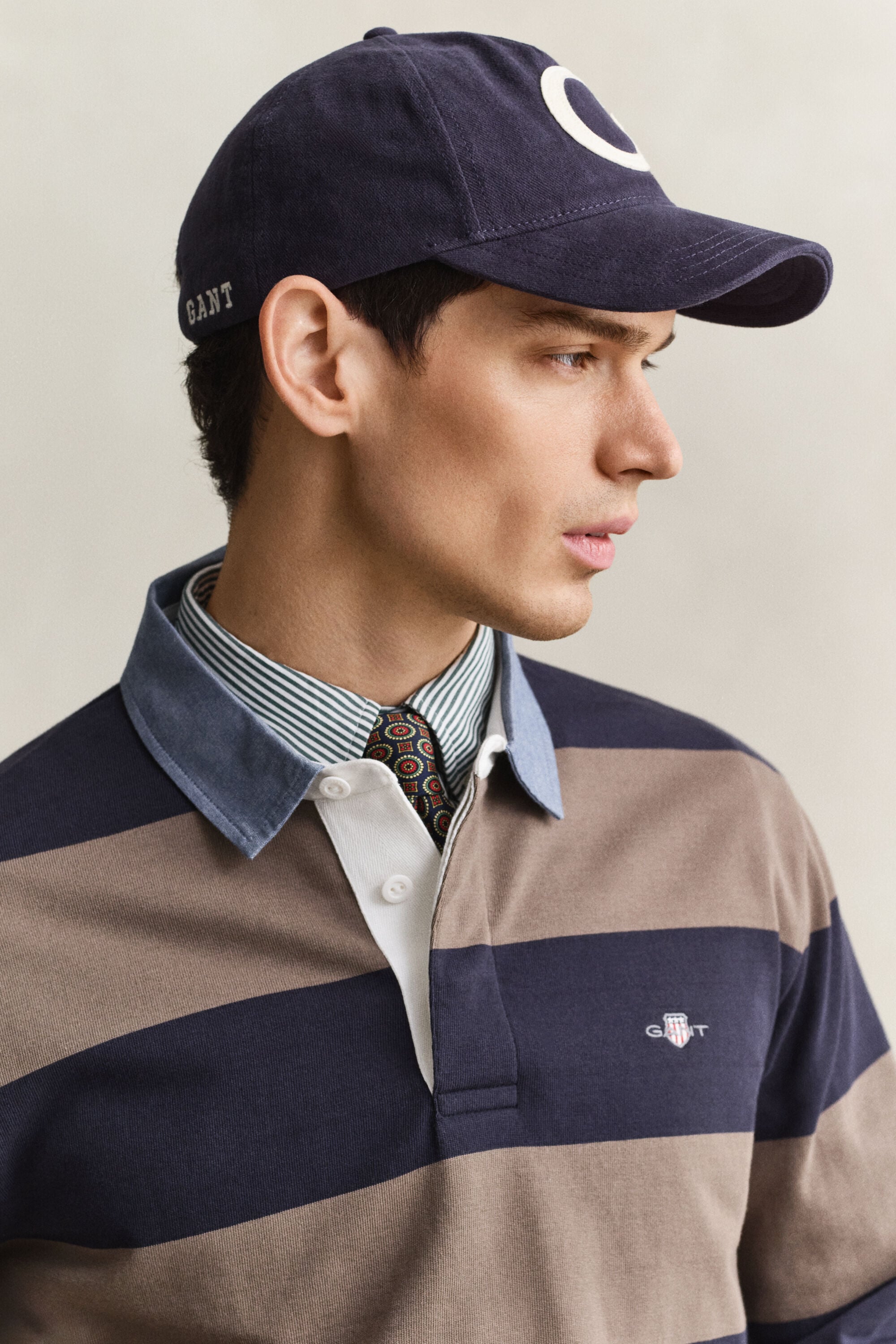 Heavy Rugger a righe con colletto in chambray