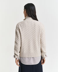 Cardigan con zip lavorato a trecce