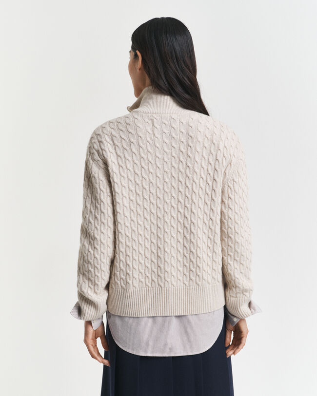 Cardigan con zip lavorato a trecce
