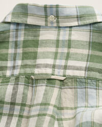 Camicia di lino madras a maniche corte regular fit