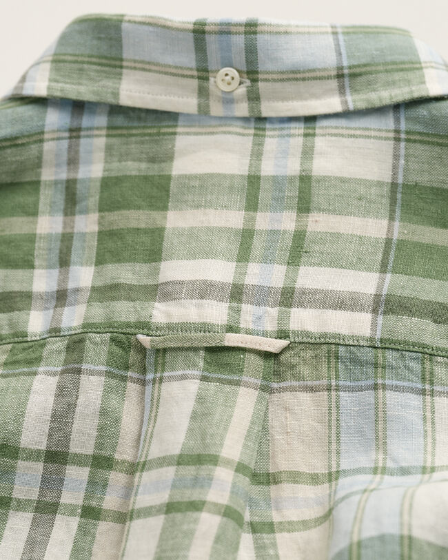 Camicia di lino madras a maniche corte regular fit